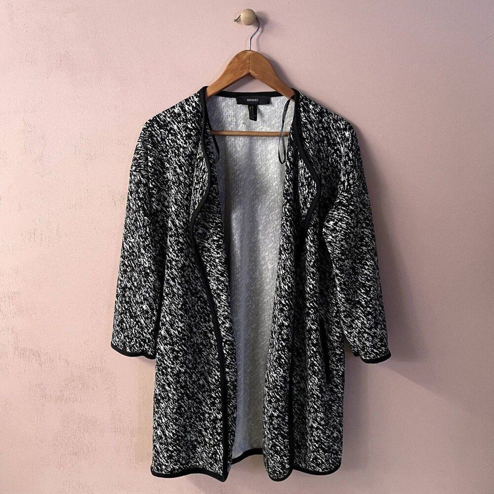 Forever 21 Black & White Marled Open Front Jacket Size M NWT